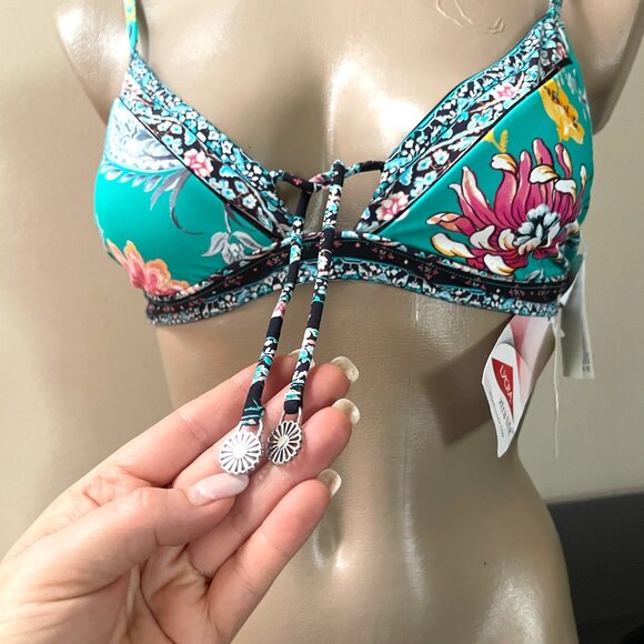 NWT Seafolly Australia Tassel floral recycled nylon bikini swim top 8 - Picture 4 of 16